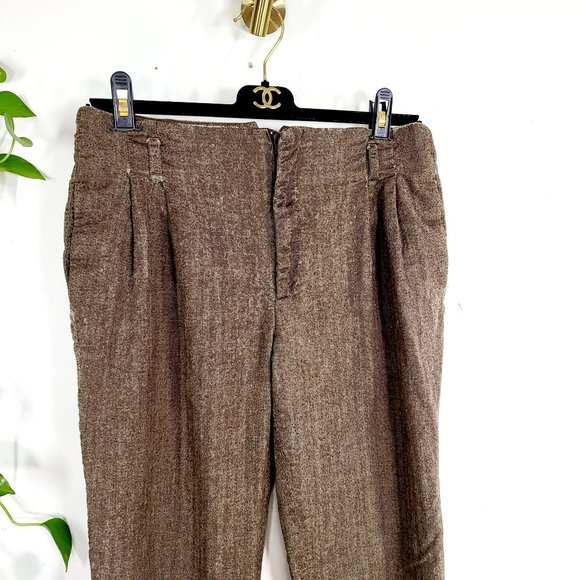 ZARA WOMAN Brown Wool Blend Trouser Pants Small High Waisted Capris Work wear - Picture 3 of 10